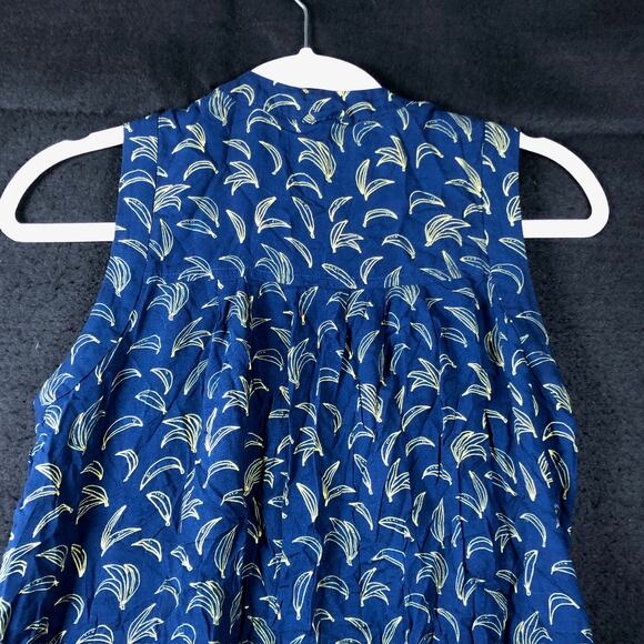 Maeve Anthropologie Women Blouse Blue Banana Print Sleeveless Button Down 0 - Picture 12 of 13